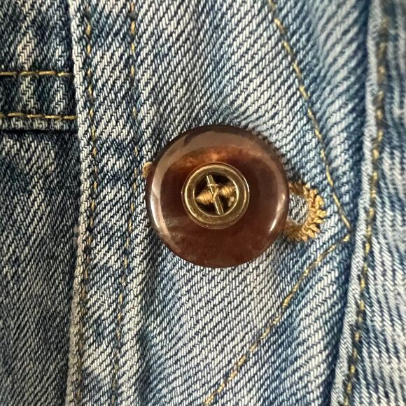 SK Wear by SK & Company Long Light Denim Jean Button Up Barn Coat Pockets Size L - Picture 5 of 10